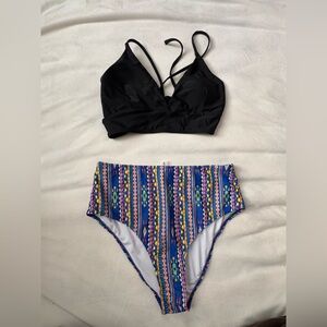 TWO PIECE HIGH WAIST BATHING SUIT